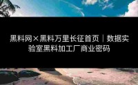 黑料网×黑料万里长征首页｜数据实验室黑料加工厂商业密码