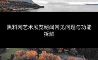 黑料网艺术展览秘闻常见问题与功能拆解