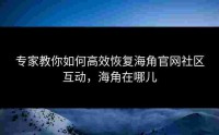 专家教你如何高效恢复海角官网社区互动，海角在哪儿
