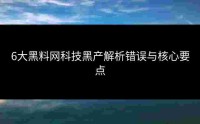 6大黑料网科技黑产解析错误与核心要点