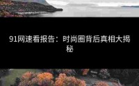 91网速看报告：时尚圈背后真相大揭秘