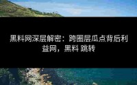 黑料网深层解密：跨圈层瓜点背后利益网，黑料 跳转