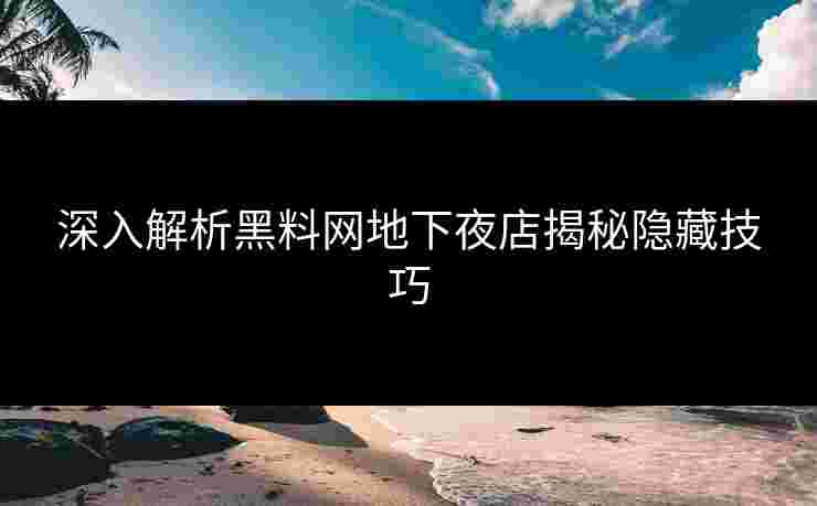 深入解析黑料网地下夜店揭秘隐藏技巧