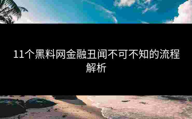11个黑料网金融丑闻不可不知的流程解析