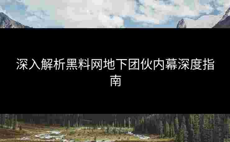 深入解析黑料网地下团伙内幕深度指南