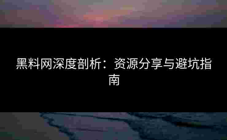 黑料网深度剖析：资源分享与避坑指南