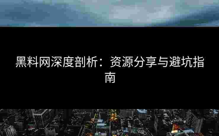 黑料网深度剖析：资源分享与避坑指南