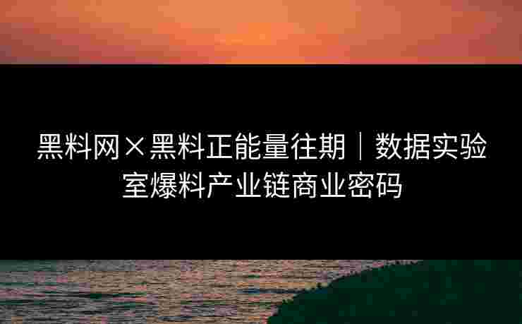 黑料网×黑料正能量往期｜数据实验室爆料产业链商业密码