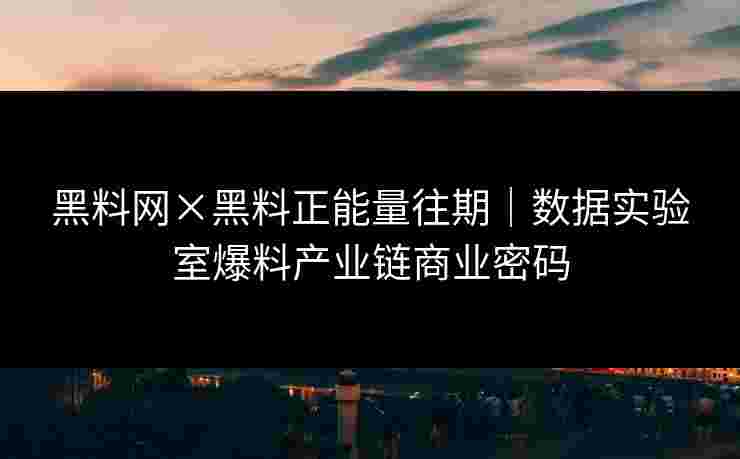 黑料网×黑料正能量往期｜数据实验室爆料产业链商业密码