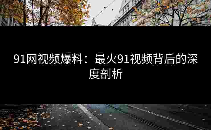 91网视频爆料：最火91视频背后的深度剖析