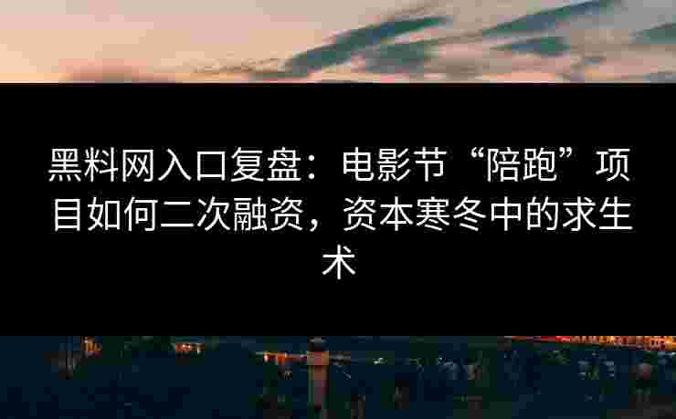 黑料网入口复盘：电影节“陪跑”项目如何二次融资，资本寒冬中的求生术
