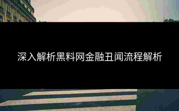 深入解析黑料网金融丑闻流程解析
