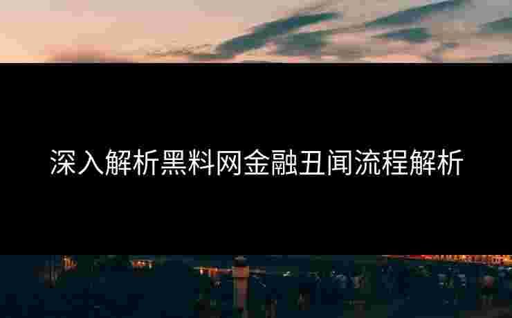 深入解析黑料网金融丑闻流程解析