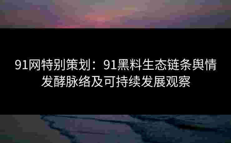 91网特别策划：91黑料生态链条舆情发酵脉络及可持续发展观察
