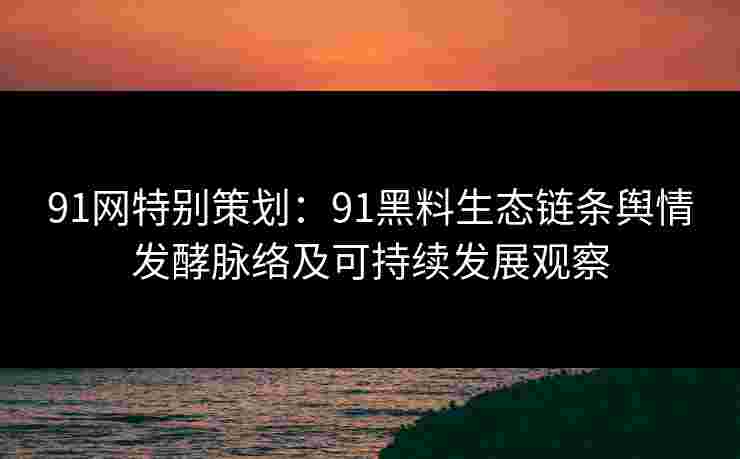 91网特别策划：91黑料生态链条舆情发酵脉络及可持续发展观察
