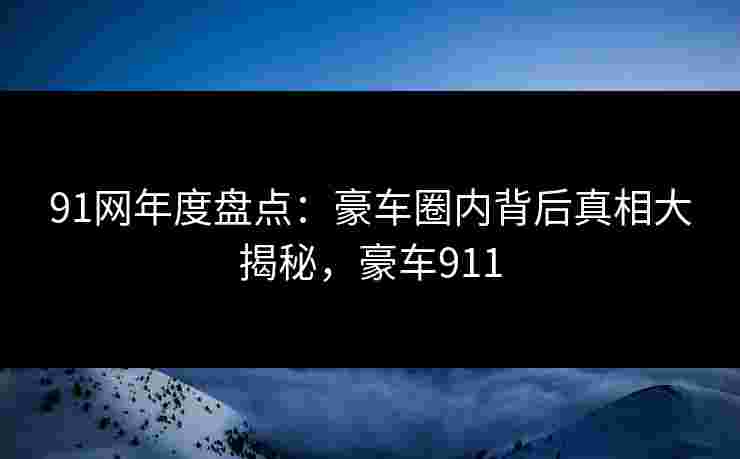 91网年度盘点：豪车圈内背后真相大揭秘，豪车911