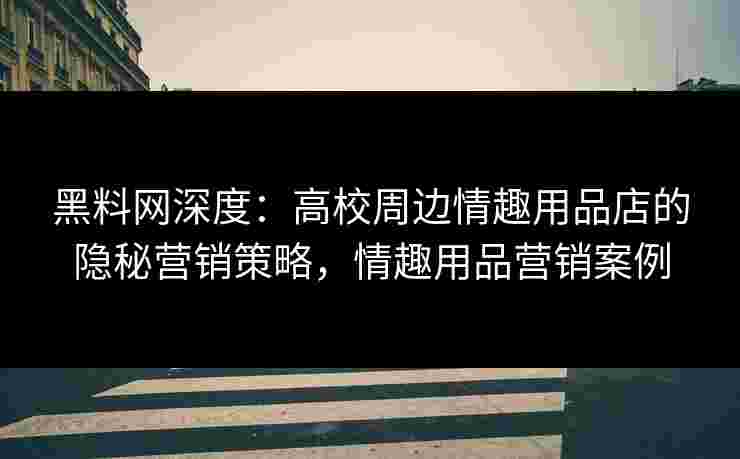 黑料网深度：高校周边情趣用品店的隐秘营销策略，情趣用品营销案例