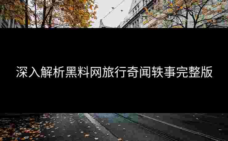 深入解析黑料网旅行奇闻轶事完整版